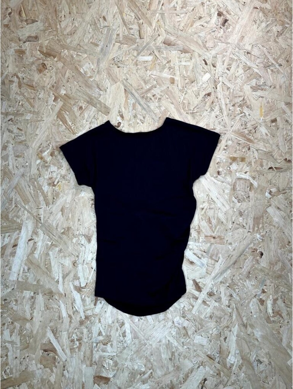 Forever 21 Womens Ruched Side Knit Top Size Medium Black Short Sleeve Blouse NWT